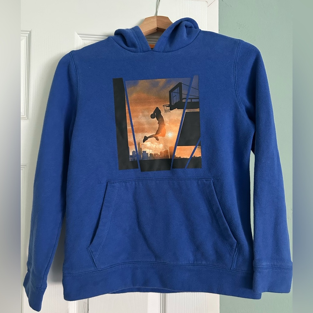 tek gear Royal Blue Hoodie with Sunset Basketball Graphic